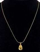 Simply Beautiful Citrine Pendant Necklace In 14K Yellow Gold