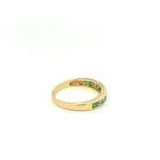 10K Yellow Gold Diamond Emerald Vintage Wedding Band Ring