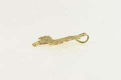 14K Yellow Gold Ornate Scroll Filigree Unicorn Symbol Vintage Pendant