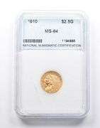 MS64 1910 $2.50 Indian Head Gold Quarter Eagle NNC