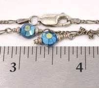 Signed Vintage Festoon Blue Bead Necklace In Sterling Silver