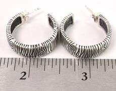 Woodie Hoop Earrings In Sterling Silver