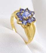 Tasteful Tanzanite Cluster Ring in 14K