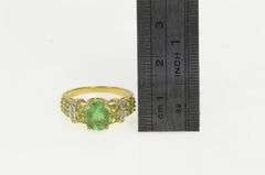 14K Yellow Gold Emerald Peridot Diamond Vintage Statement Ring