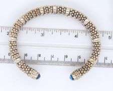 925 Sterling Silver Lagos Caviar Blue Topaz Cuff Bangle