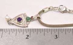 Multi-Gem and Pearl Pendant Necklace In Sterling Silver