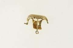 14K Yellow Gold 3D Viking War Ship Langskip Sail Boat Charm/Pendant