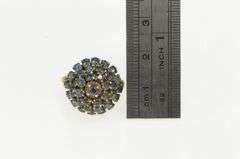 14K Yellow Gold Sapphire Domed Layered Cocktail Statement Ring