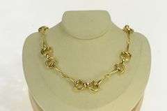 18K Yellow Gold Roberto Coin Stirrup Link Designer Chain Necklace