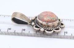 Vintage 925 Sterling Silver Mexico Signed Gemstone Pendant