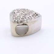 Sparkling Pave Diamond Heart Charm in White Gold