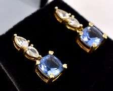 Vermeil Purple Gemstone and CZ Dangle Earrings in Sterling Silver