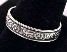 Flower Band Ring In Sterling Silver