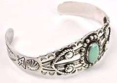 Turquoise Cuff Bracelet In Sterling Silver
