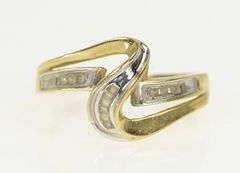 10K Yellow Gold Vintage Diamond Wave Classic Statement Ring