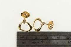 18K Yellow Gold Omega Diamond Inset Designer Circle Stud Earrings