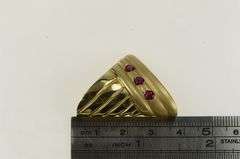 14K Yellow Gold Natural Ruby Chevron Ornate Triangle Slide Pendant