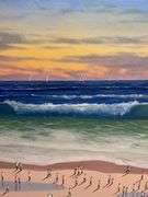 Extra Large Beach Painting with Textured Figures!