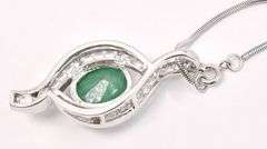 Mesmerizing 10.00CTS Emerald & 1.50CTW White Sapphire Pendant Necklace in Sterling Silver