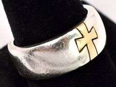 Men's Cross Band Ring In Sterling Silver
