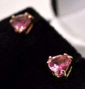 Subtle Pink Tourmaline Stud Earrings In 14K Yellow Gold