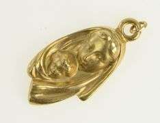 14K Yellow Gold Mother Mary Baby Jesus Christ Christian Charm/Pendant