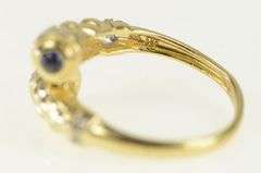14K Yellow Gold Sapphire Diamond Woven Design Bypass Ring