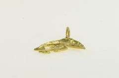 14K Yellow Gold Dolphins Jump Diamond Cut Ocean Animal Charm/Pendant