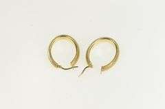 14K Yellow Gold 26mm Oval Textured Vintage Statement Hoop Earrings