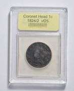 VF25 1824/2 Coronet Head Large Cent - Graded USCG