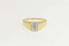 14K Yellow Gold Emerald Cut CZ Solitaire Travel Engagement Ring
