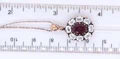 Vintage 95 Sterling Silver White and Red Cubic Zirconia Pendant on Italian Chain Necklace
