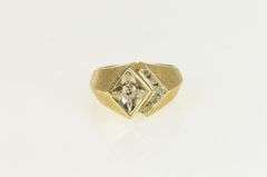 14K Yellow Gold Squared Diamond Vintage Geometric Statement Ring