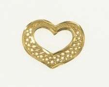 14K Yellow Gold Filigree Heart Vintage Love Symbol Charm/Pendant