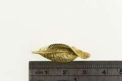 14K Yellow Gold Curvy Textured Vintage Leaf Feather Pin/Brooch