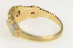 14K Yellow Gold Diamond Claddagh Hands Promise Loyalty Ring