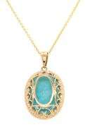 New Effy Gemma Oval Turquoise Pendant Necklace in 14K
