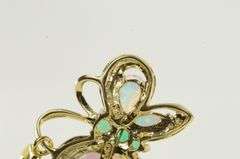 10K Yellow Gold Ornate Syn. Emerald & Opal Butterfly Charm/Pendant