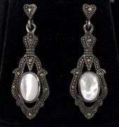 Mother Of Pearl Dangle Earrings In Sterling Silver