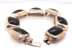Vintage 925 Sterling Silver Mexico Black onyx Bracelet