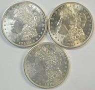 Very Choice BU 1921-P & two 1921-D Morgan Silver Dollars
