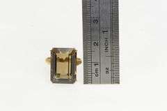 14K Yellow Gold Emerald Smoky Quartz Vintage Solitaire Ring