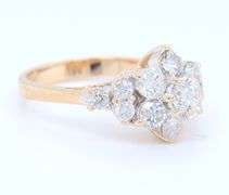Dazzling Yellow Gold 1.05ctw Flower Cluster Diamond Ring
