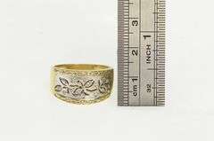 14K White Gold Diamond Ornate Floral Vine Statement Band Ring