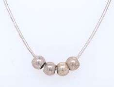 Vintage 925 Sterling Silver 4 Ball Pendant on Italian Snake Chain Necklace