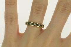 14K Yellow Gold Diamond Emerald Vintage Wedding Band Ring