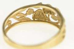 14K Yellow Gold Ornate Heart Design Love Vine Statement Ring