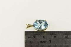 14K Yellow Gold Oval Blue Topaz Solitaire Classic Pendant