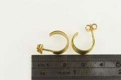 18K Yellow Gold Two Tone 12.8mm Semi Hoop Vintage Earrings
