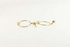 14K Yellow Gold Pearl Beaded Round Circle Drop Dangle Earrings